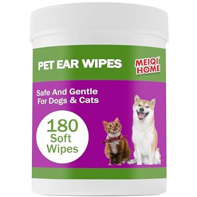 180 Count Dog Ear Cleaner Wipes ， Dog Ear Wipes ， Gently