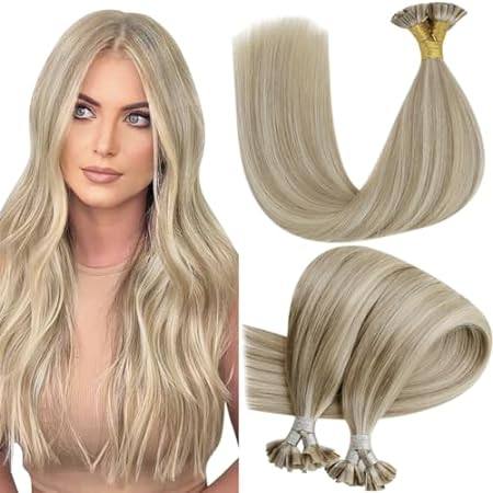 Hetto Utip Hair Extensions Human Hair Ash Blonde Mix Ligh