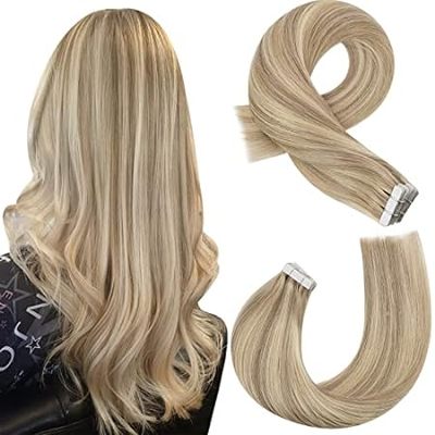 Moresoo Highlighted Tape in Hair Extensions Human Hair Bl