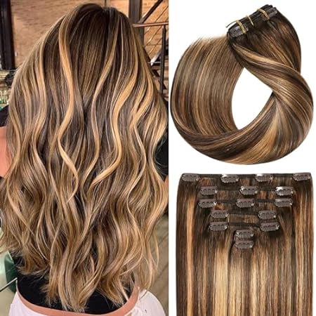 ORIGEN Clip in Hair Extensions Real Remy Human Hair Choco