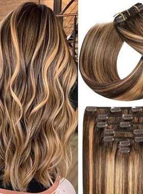 ORIGEN Clip in Hair Extensions Real Remy Human Hair Choco