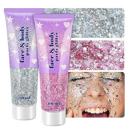 Holographic Face Glitter Gel， 120ml Body Shimmer Makeup f