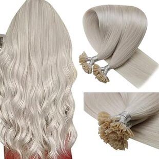 LaaVoo Blonde U Tip Hair Extensions Human Hair Platinum B
