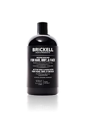 Brickell Men's Rapid Wash， Natural and Organic 3 in 1 Bod