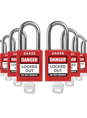 TRADESAFE Lockout Tagout Locks Set - 10 Red Loto Locks， L