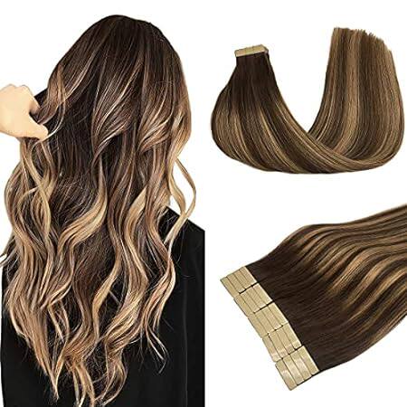 DOORES 50g Human Hair Extensions Tape in Remy Balayage Ch