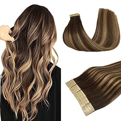 DOORES 50g Human Hair Extensions Tape in Remy Balayage Ch