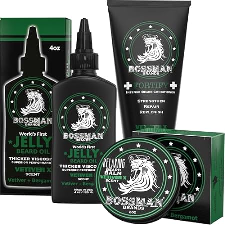 Bossman Essentials Beard Kit for Men - Beard Oil Jelly， F