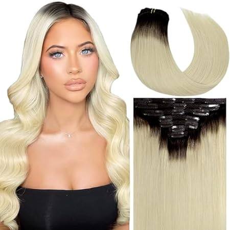 Caliee Clip in Human Hair Extensions R2-60 Ombre Dark Bro