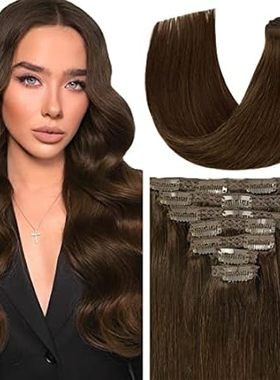 Loxxy Clip in Hair Extensions Human Hair Chocolate Brown