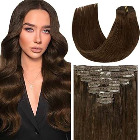 Loxxy Clip in Hair Extensions Human Hair Chocolate Brown