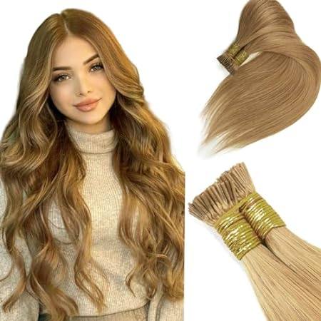 100G/Pack I Tip Hair Extensions Human Hair，#27 Honey Blon