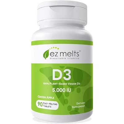 EZ Melts Dissolvable Vitamin D3 5，000 IU， Sugar-Free， 3-M