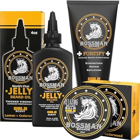 Bossman Essentials Beard Kit for Men - Beard Oil Jelly， F