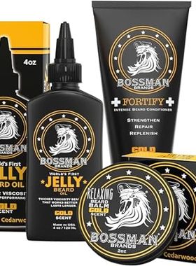 Bossman Essentials Beard Kit for Men - Beard Oil Jelly， F