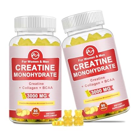 (2 Pack) Creatine Gummy， 3g of Creatine Monohydrate per S