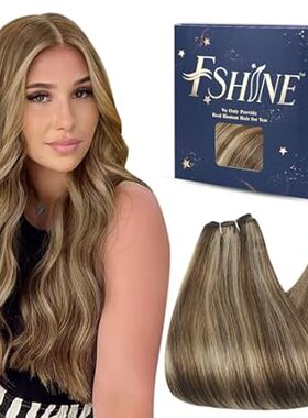 Fshine Weft Hair Extensions Human Hair 16 Inch Medium Bro