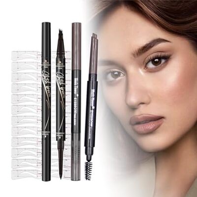 2-in-1 Dual Brow Pencil Set: Waterproof， Anti-Smudge， Ant