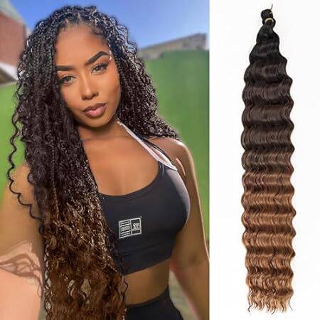 Curly Braiding Hair Ocean Wave Crochet Hair 22Inch Deep C