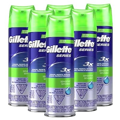 Gillette Series 3X Sensitive Shave Gel， Hydrates， Protect