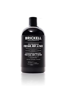 Brickell Men's Rapid Wash， Natural and Organic 3 in 1 Bod
