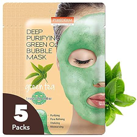 PUREDERM Deep Purifying Green O2 Bubble Mask 0.88oz x 5ea