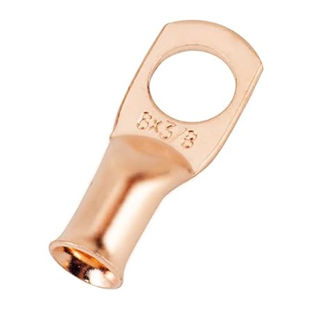 6 AWG 3/8 Stud (25 pcs.)， Battery Ring Terminal， 6 Gauge