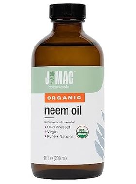 J MAC BOTANICALS Organic Neem Oil for Skin (8 oz Glass Bo