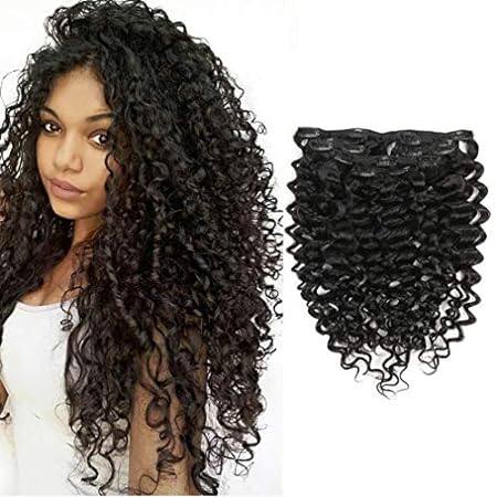 Clip in Human Hair Extensions Jerry Curly 3B 3C Real Hair