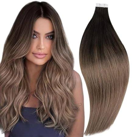 RUNATURE Ombre Brown Tape in Human Hair Extensions 20 Inc