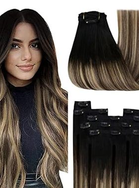 YoungSee Clip in Hair Extensions Black Ombre Clip in Hair