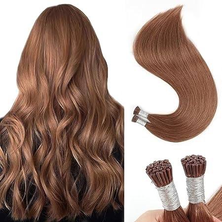 Red Brown I Tip Hair Extensions Human Hair Keratin Hair E