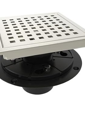 6 Inch Square Shower Floor Drain with Flange，Quadrato Pat