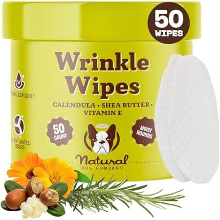 Natural Dog Company Wrinkle Wipes for Dogs， 50 Count， Hyp图片