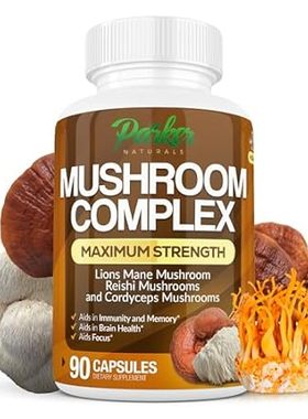 Parker Naturals Lions Mane， Reishi， and Cordyceps Mushroo
