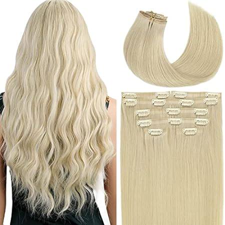 Lacer Hair Seamless Blonde Clip in Hair Extensions 20 Inc