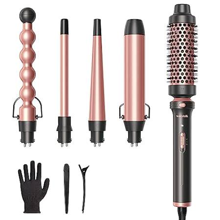 Wavytalk 5 in 1 Curling Iron，Curling Wand Set with Curlin