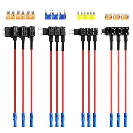 Tiooka 12 Pack 12V Car Add-a-Circuit Fuse Tap Adapter Fus