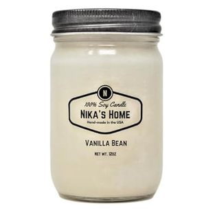 Nika's Home Vanilla Bean Soy Candle - 12oz Mason Jar - No