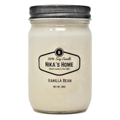 Nika's Home Vanilla Bean Soy Candle - 12oz Mason Jar - No