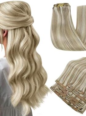 RUNATURE Clip in Hair Extensions Real Human Hair Double W