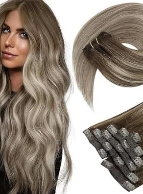 Sunny Brown Clip in Hair Extensions Real Human Hair Invis