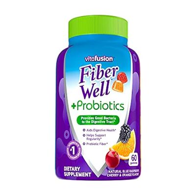 Vitafusion Fiber Well + Probiotics Gummies for Adults， 60