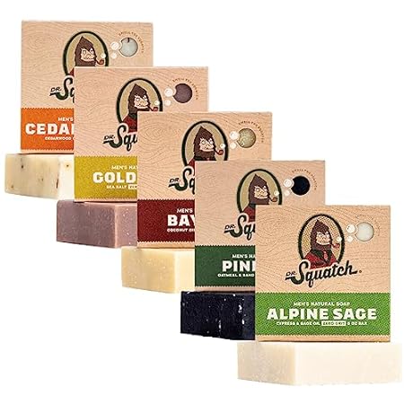 Dr. Squatch All Natural Bar Soap for Men， 5 Bar Variety P