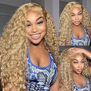 Honey Blonde Curly Lace Front Wig Human Hair 13x4 HD Lace