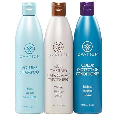 Ovation Hair 3-Step Bundle for Fine， Color-Treated Hair -