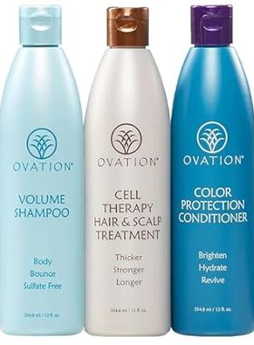 Ovation Hair 3-Step Bundle for Fine， Color-Treated Hair -