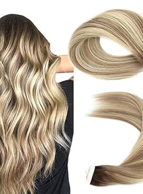 Sassina Real Hair Extensions Tape in Human Hair Rooted Br
