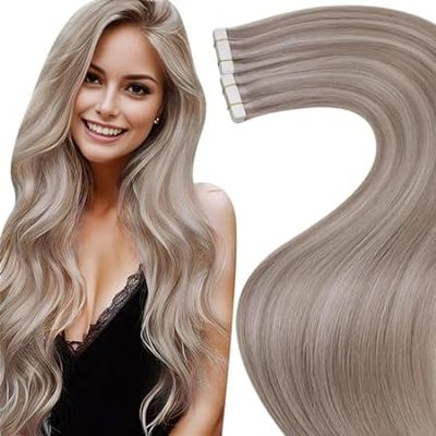 LaaVoo Highlighted Tape in Hair Extensions Human Hair Inv