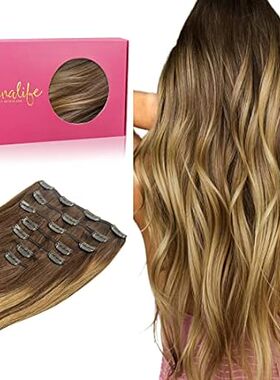 WENNALIFE Clip in Hair Extensions， 24 Inch 120g 7pcs Bala